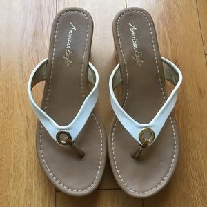 Wedge Cork Sandals White Sz 9